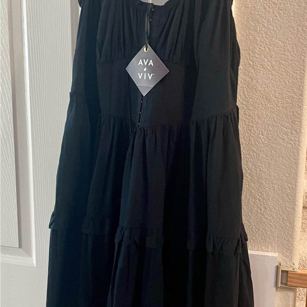 Ava & Viv Elegant Black Midi Dress